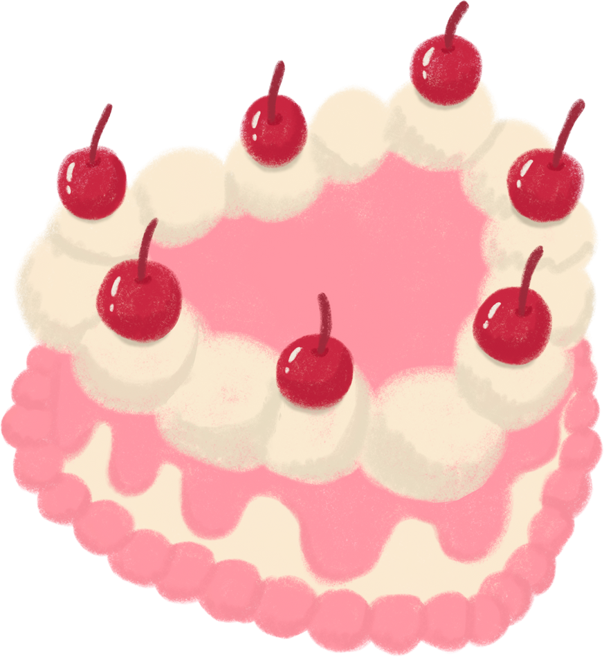Sweet pink  heart cake cartoon